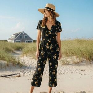 Abercrombie and Fitch Dark Navy and
yellow floral
Jumpsuit, wide leg